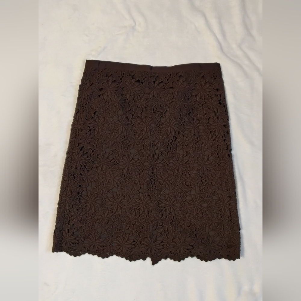 Talbots Chocolate Floral Lace Skirt